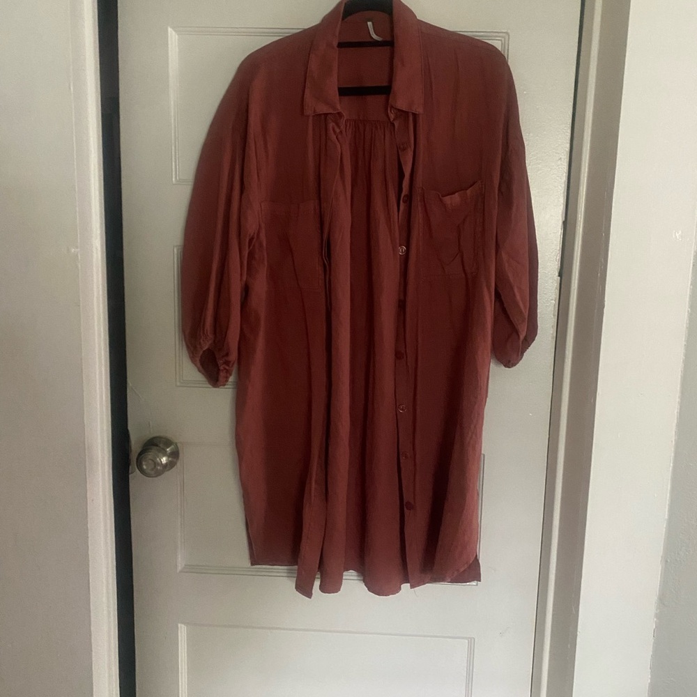 Rust Button-Up Dress